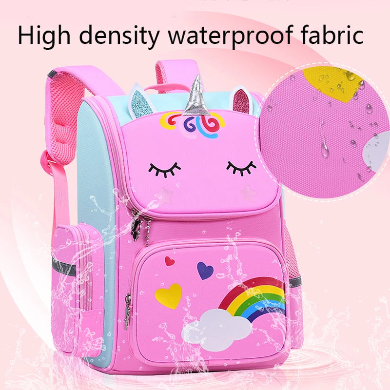 Girls' Waterproof Backpack with Unicorn Design