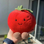 Brinquedo de pelúcia em formato de tomate vermelho, macio e fofo