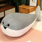 Realistic large gray fish plush toy