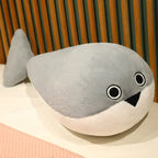 Realistic large gray fish plush toy