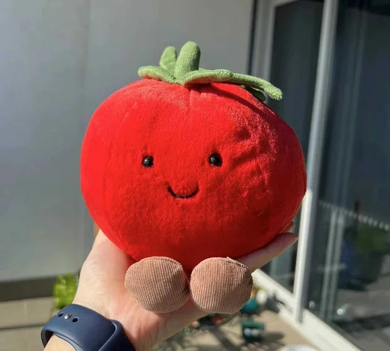Brinquedo de pelúcia em formato de tomate vermelho, macio e fofo