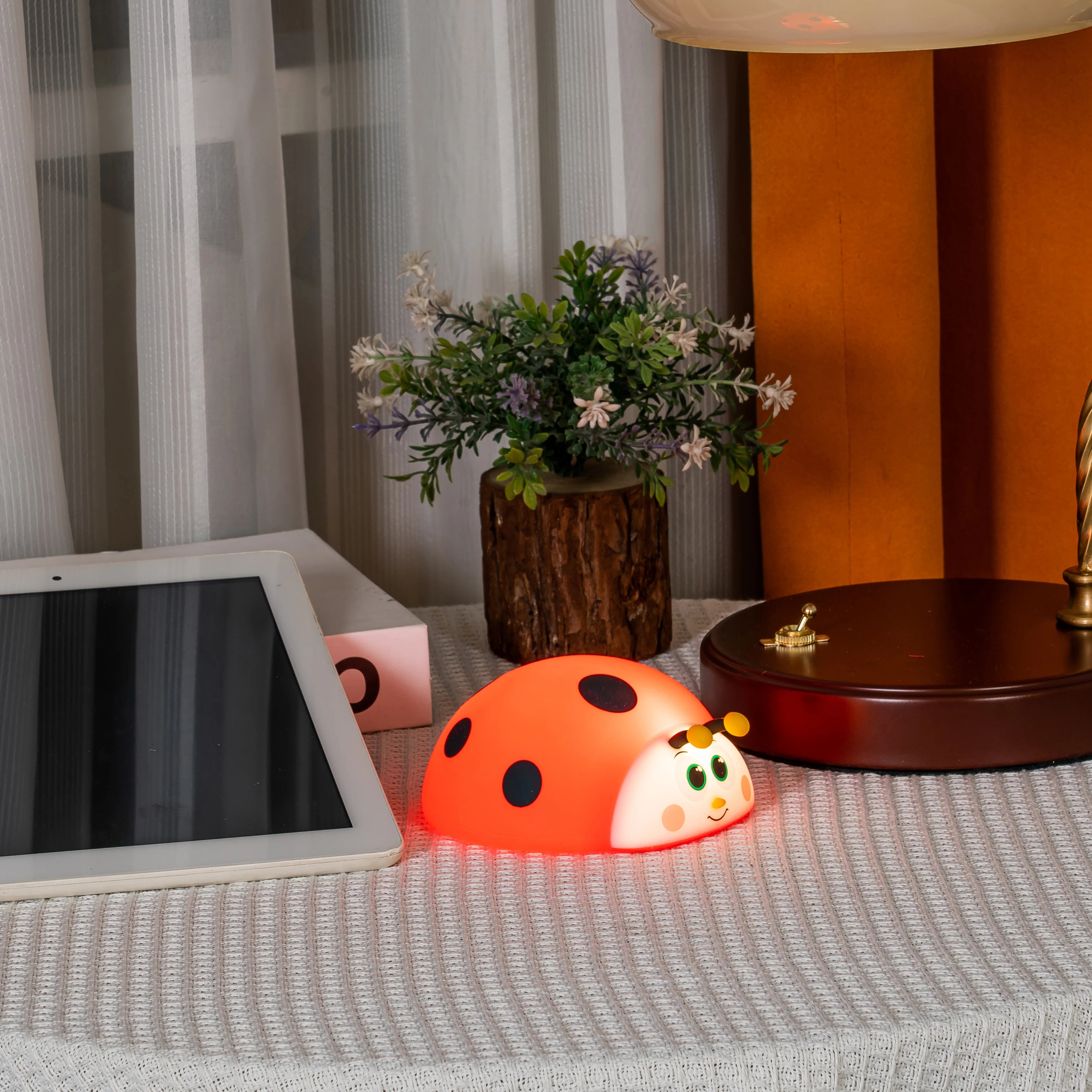 Silicone Night Light for Baby's Room in Ladybug Shape