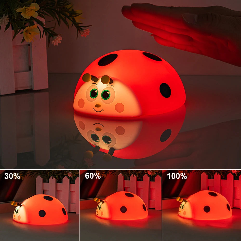 Silicone Night Light for Baby's Room in Ladybug Shape