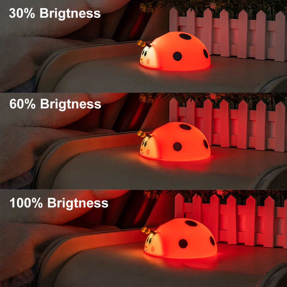 Silicone Night Light for Baby's Room in Ladybug Shape