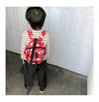 Children's anti-loss safety backpack with dinosaur-shaped safety belt.