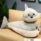 Realistic large gray fish plush toy