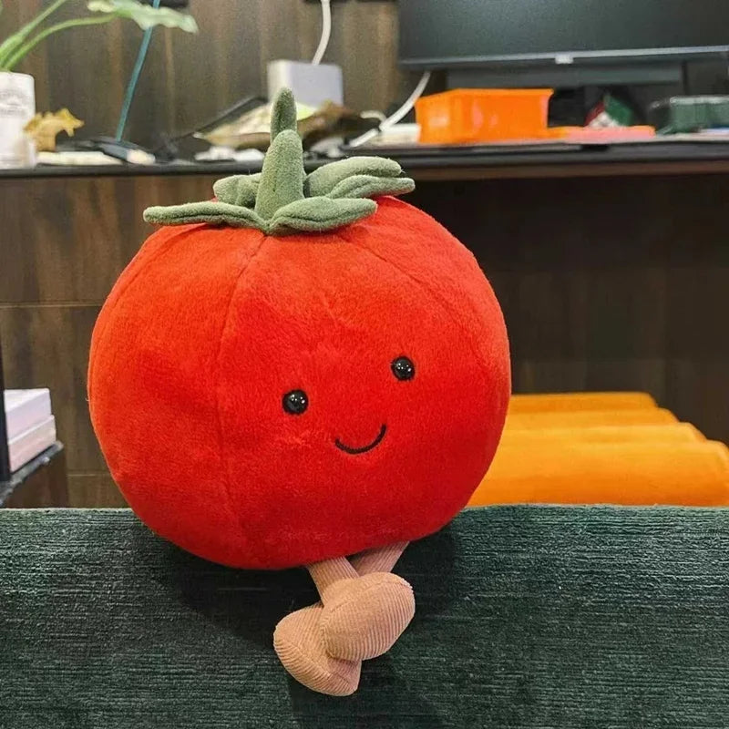 Brinquedo de pelúcia em formato de tomate vermelho, macio e fofo