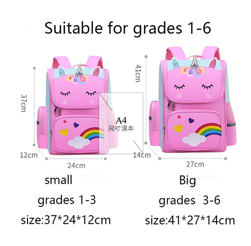 Girls' Waterproof Backpack with Unicorn Design